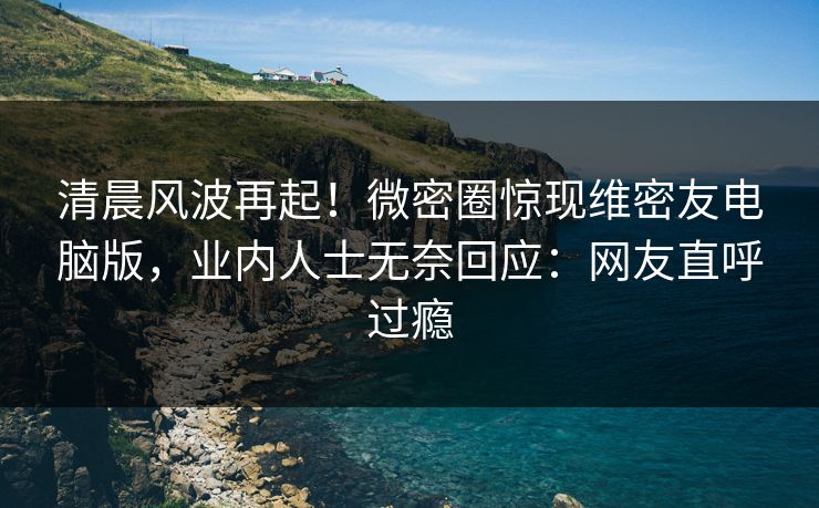 清晨风波再起！微密圈惊现维密友电脑版，业内人士无奈回应：网友直呼过瘾