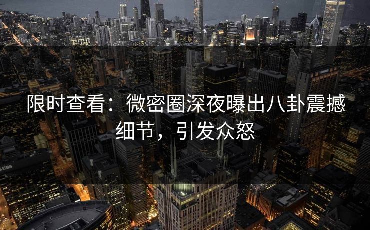 限时查看：微密圈深夜曝出八卦震撼细节，引发众怒