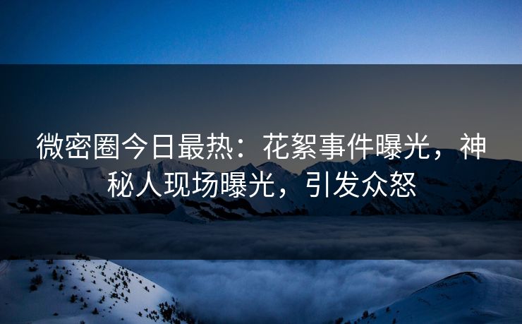 微密圈今日最热：花絮事件曝光，神秘人现场曝光，引发众怒