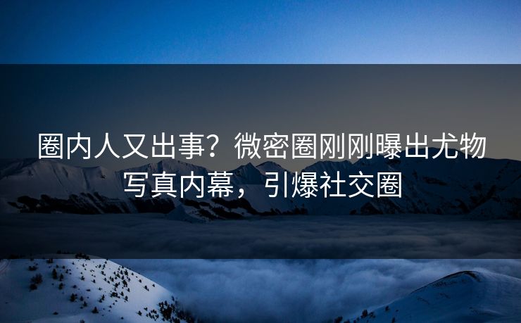 圈内人又出事？微密圈刚刚曝出尤物写真内幕，引爆社交圈