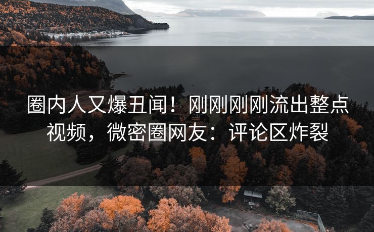 圈内人又爆丑闻！刚刚刚刚流出整点视频，微密圈网友：评论区炸裂