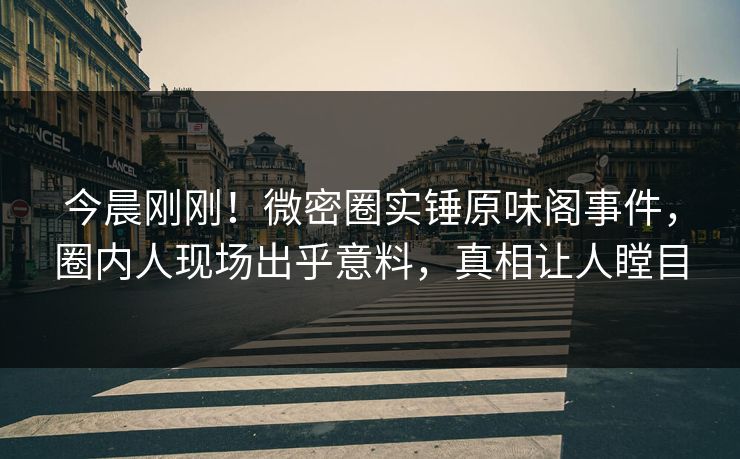 今晨刚刚！微密圈实锤原味阁事件，圈内人现场出乎意料，真相让人瞠目