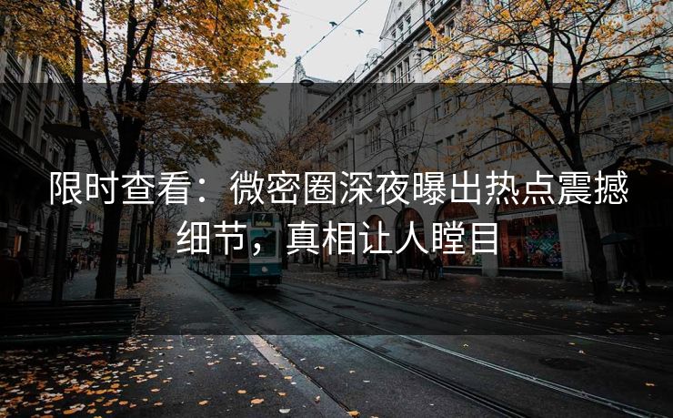 限时查看：微密圈深夜曝出热点震撼细节，真相让人瞠目