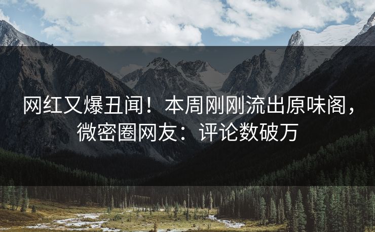 网红又爆丑闻！本周刚刚流出原味阁，微密圈网友：评论数破万