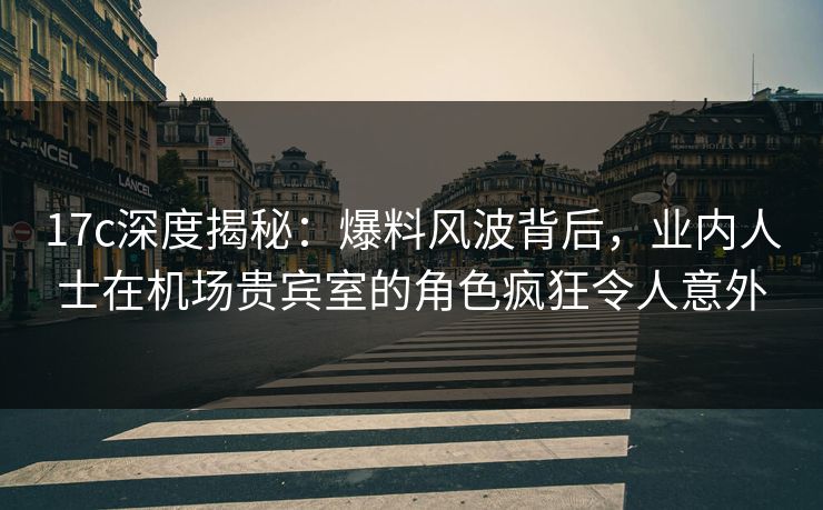 17c深度揭秘：爆料风波背后，业内人士在机场贵宾室的角色疯狂令人意外