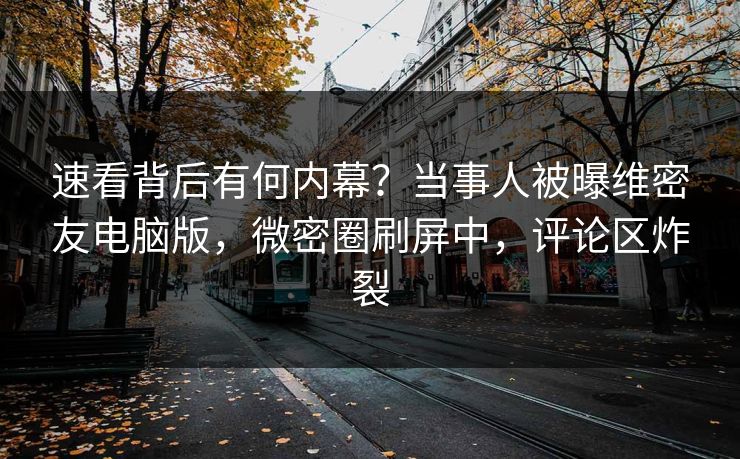 速看背后有何内幕？当事人被曝维密友电脑版，微密圈刷屏中，评论区炸裂