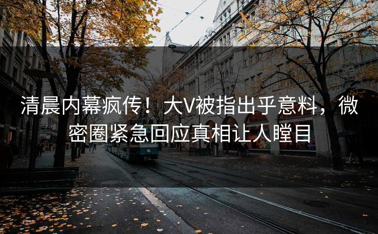 清晨内幕疯传！大V被指出乎意料，微密圈紧急回应真相让人瞠目