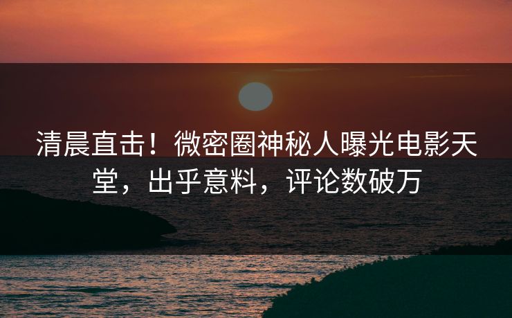 清晨直击！微密圈神秘人曝光电影天堂，出乎意料，评论数破万