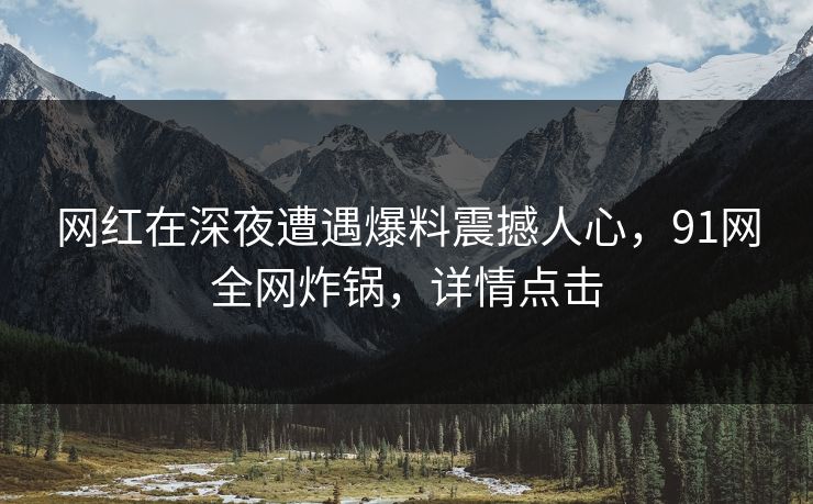 网红在深夜遭遇爆料震撼人心，91网全网炸锅，详情点击