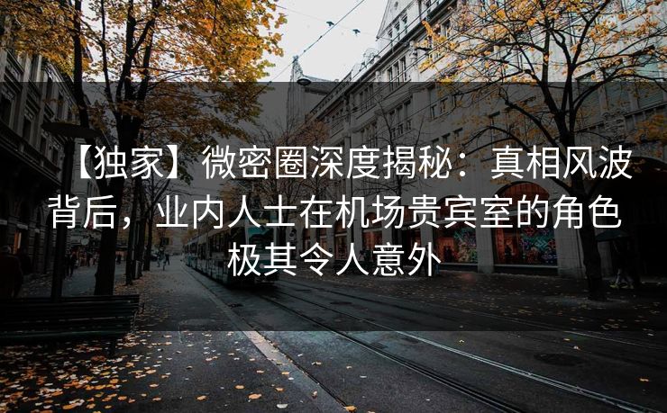 【独家】微密圈深度揭秘：真相风波背后，业内人士在机场贵宾室的角色极其令人意外